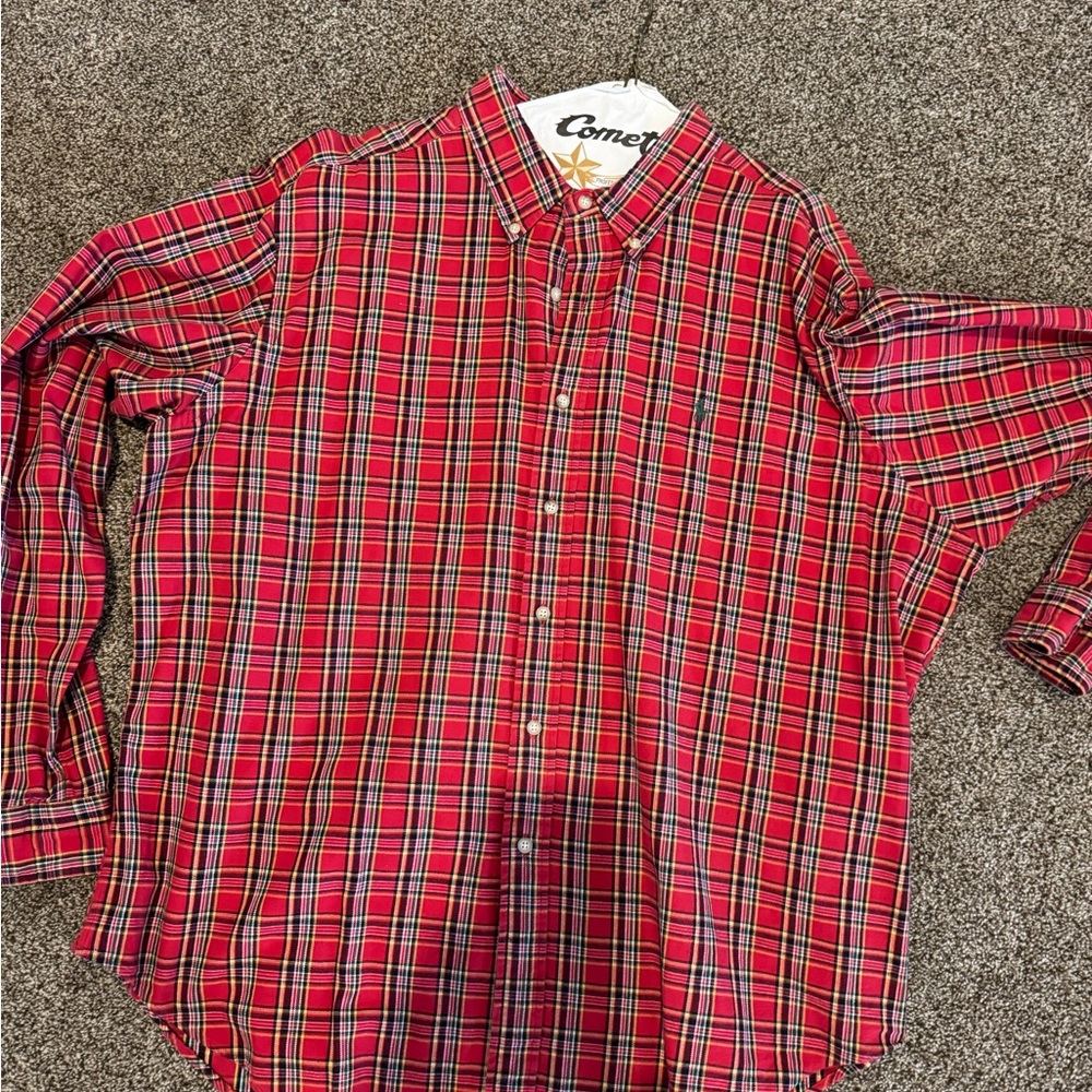 Ralph Lauren Red and Blue Plaid Button-Down Shirt
